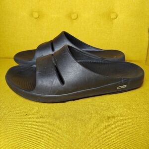 OOFOS OOahh Sport Flex Recovery Slide Black Sandal Slip On Comfy Women 12 Men 10